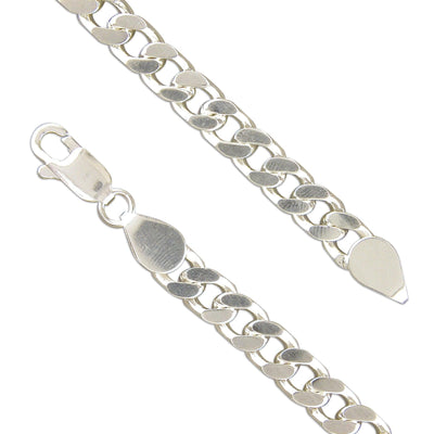 51cm Sterling Silver Flat Curb Necklace - Rococo Jewellery