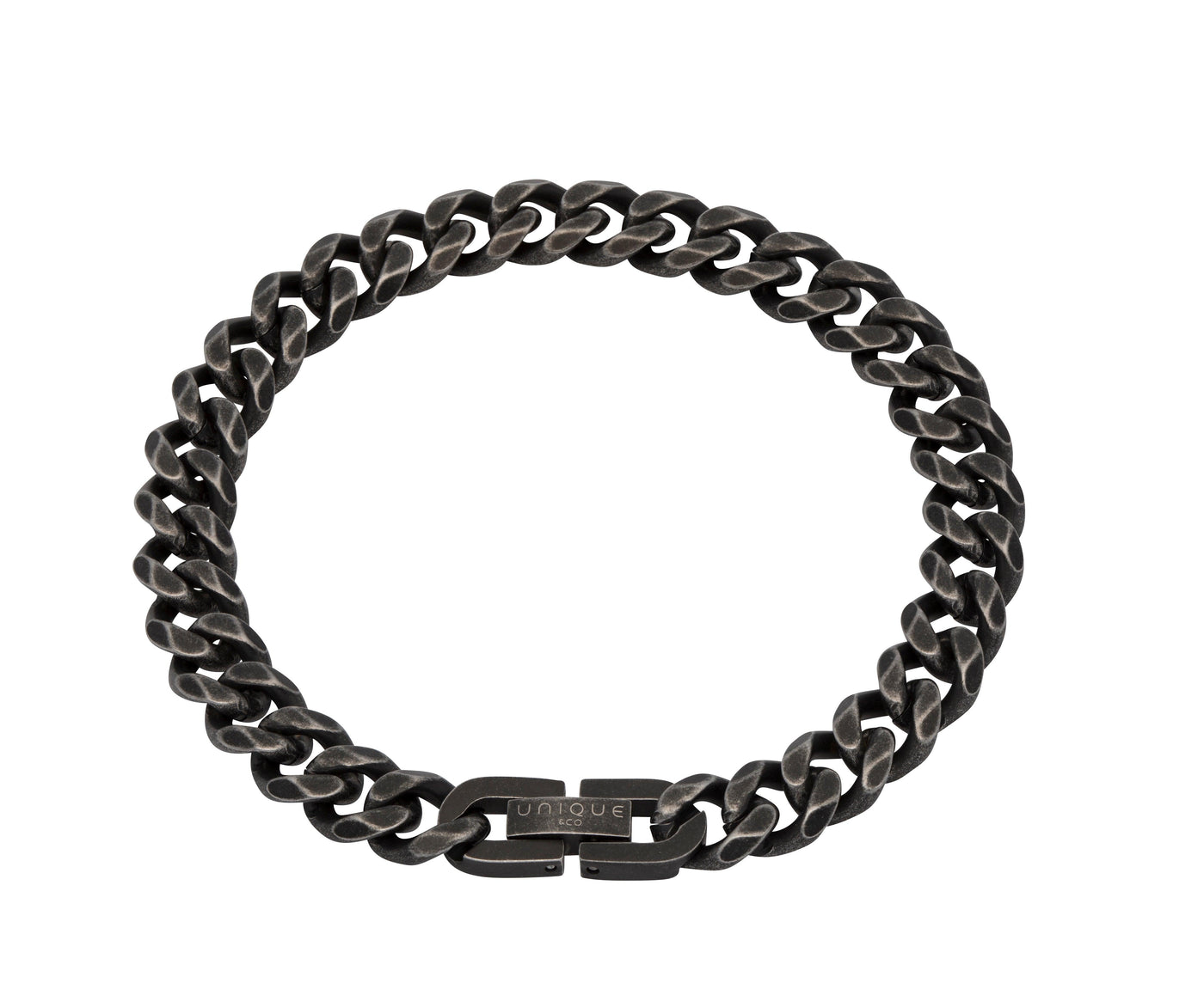 Unique & Co Antique Black Stainless Steel Curb Bracelet - Rococo Jewellery