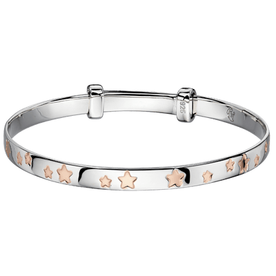Little Star Jessica Rose Gold Stars Christening Bangle - Rococo Jewellery