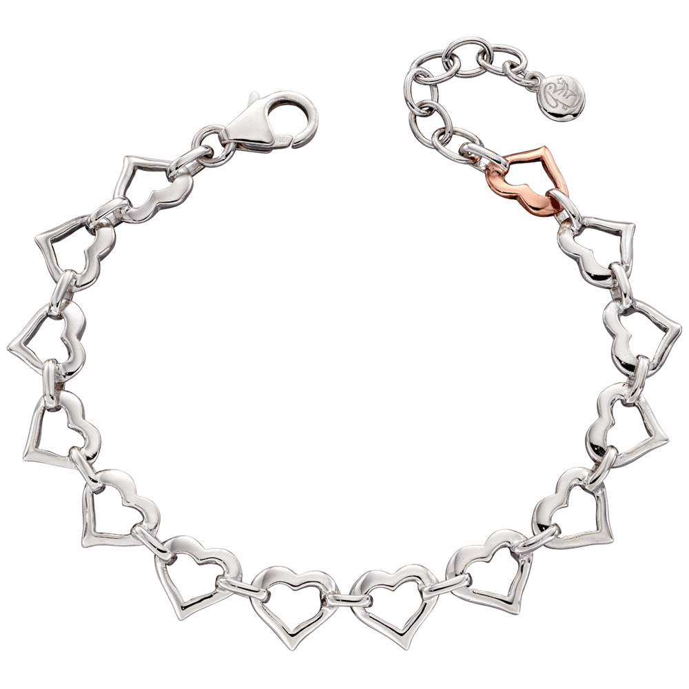 Little Star Sterling Silver Kosma Open Heart Bracelet with 9ct Gold Vermeil Heart - Rococo Jewellery