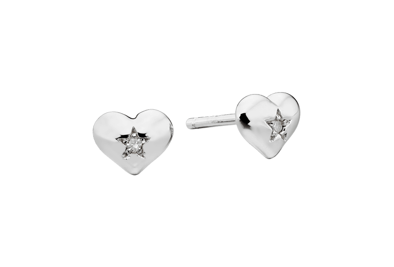 Little Star Suri - Diamond Heart Stud Earrings - Rococo Jewellery