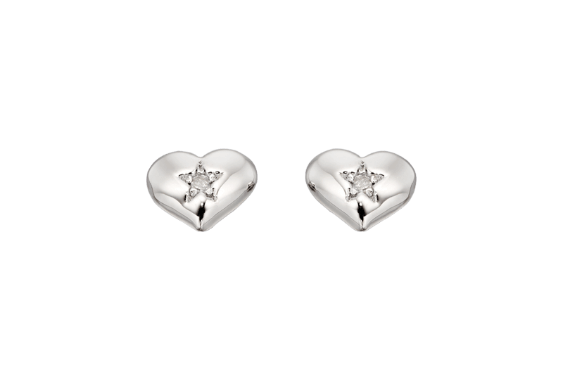 Little Star Suri - Diamond Heart Stud Earrings - Rococo Jewellery