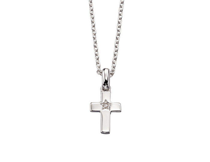 Little Star Sterling Silver Grace Diamond Cross Necklace - Rococo Jewellery