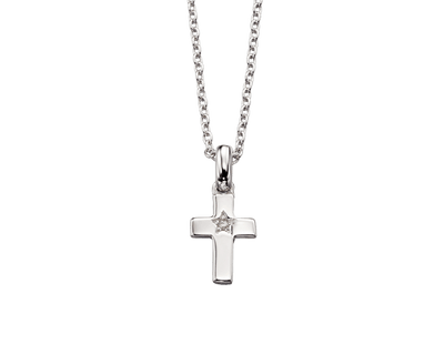 Little Star Sterling Silver Grace Diamond Cross Necklace - Rococo Jewellery