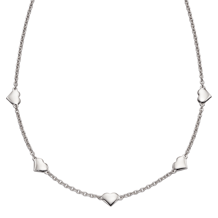 Little Star Sterling Silver Allegra 5 Heart Necklace - Rococo Jewellery