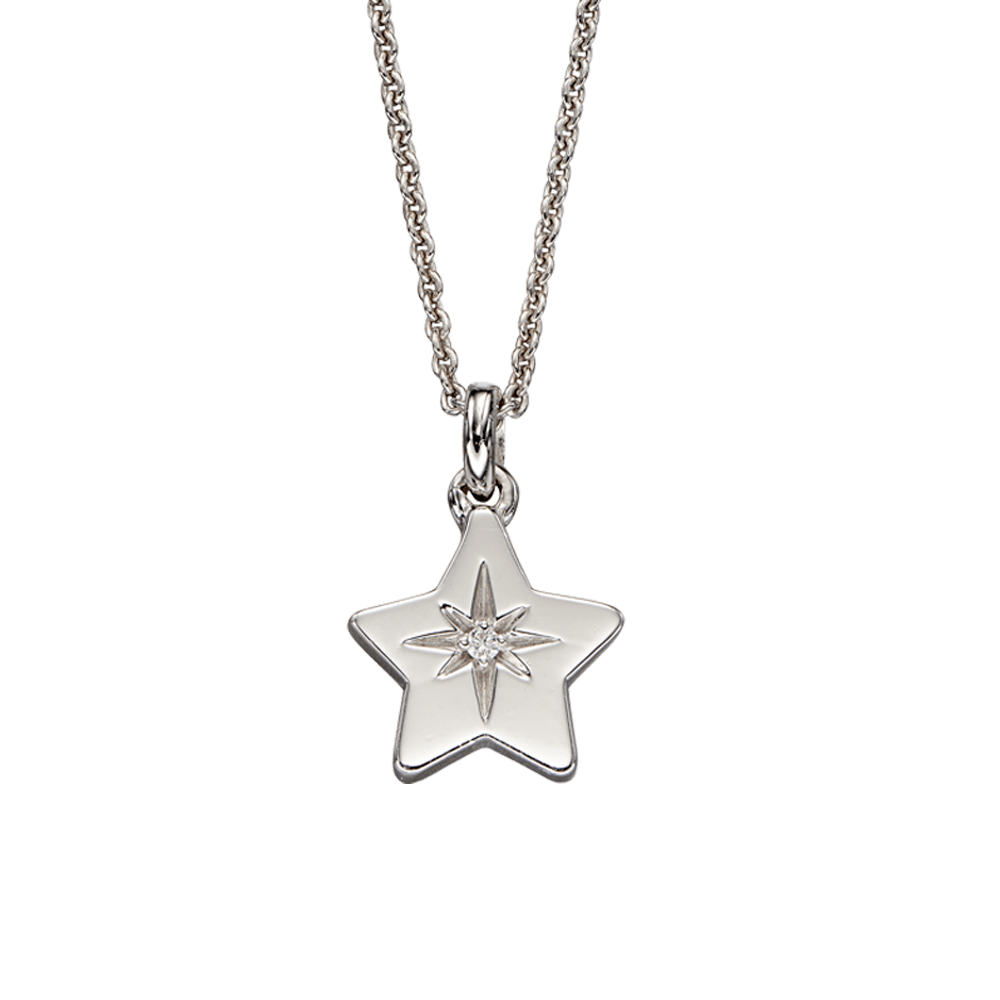 Little Star Sterling Silver Lyra Diamond Star Pendant Necklace - Rococo Jewellery