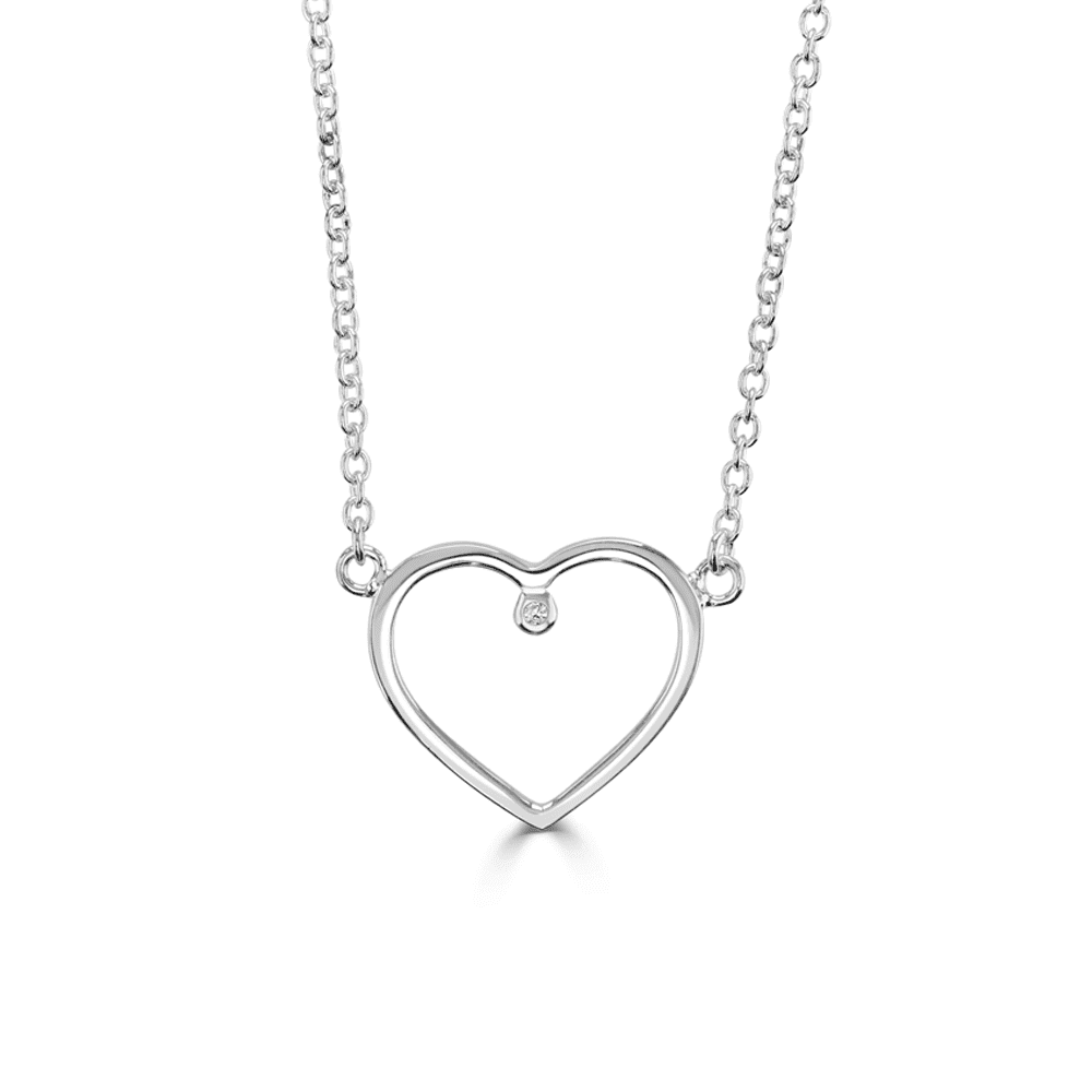 Little Star Sterling Silver Naya Adult Diamond Heart Necklace - Rococo Jewellery