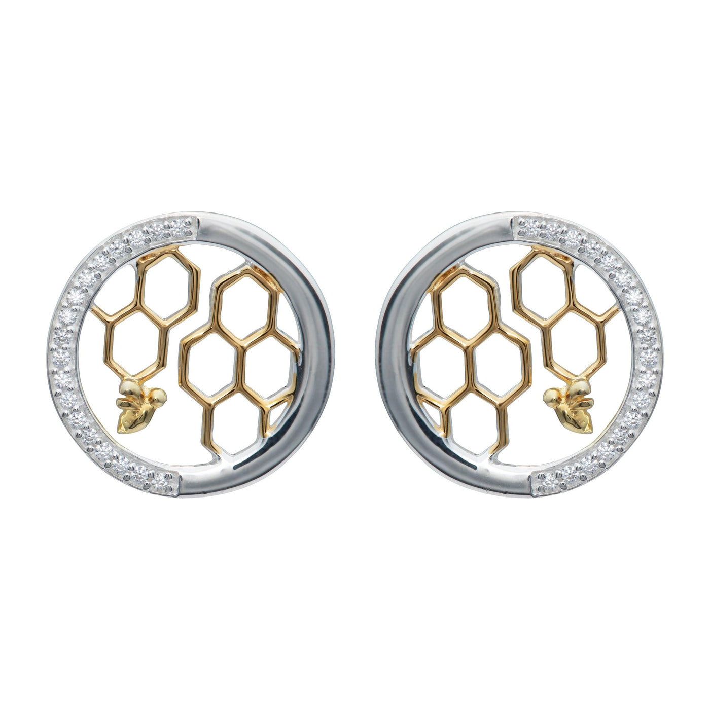 Unique & Co Honeycomb & Bee Stud Earrings - Rococo Jewellery