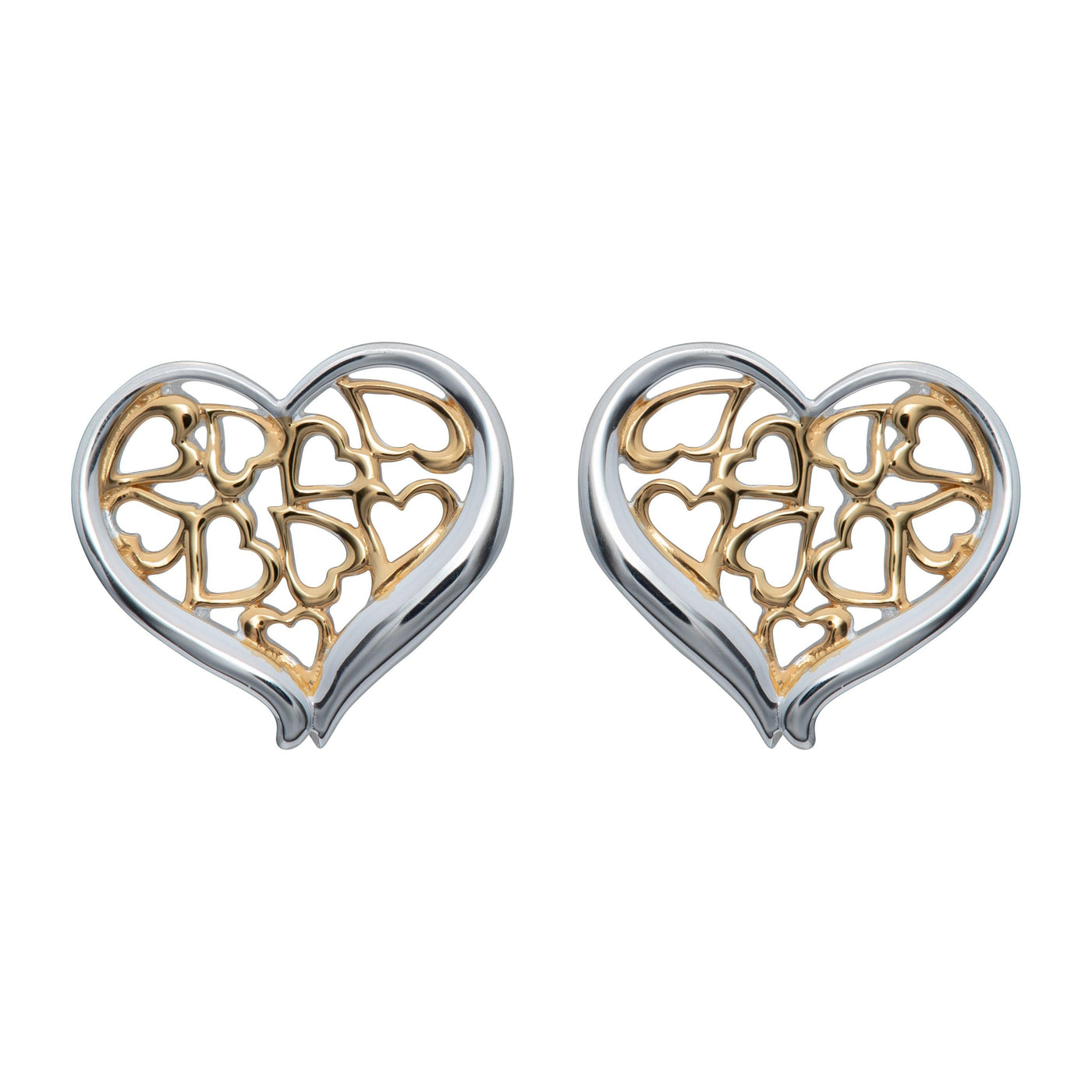 Unique & Co Heart Stud Earrings - 18ct Gold Vermeil - Rococo Jewellery
