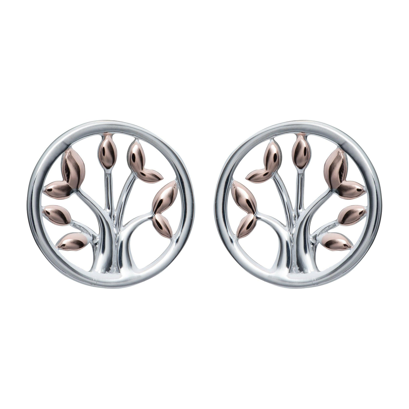 Unique & Co Tree of Life Stud Earrings - 18ct Rose Gold Vermeil - Rococo Jewellery