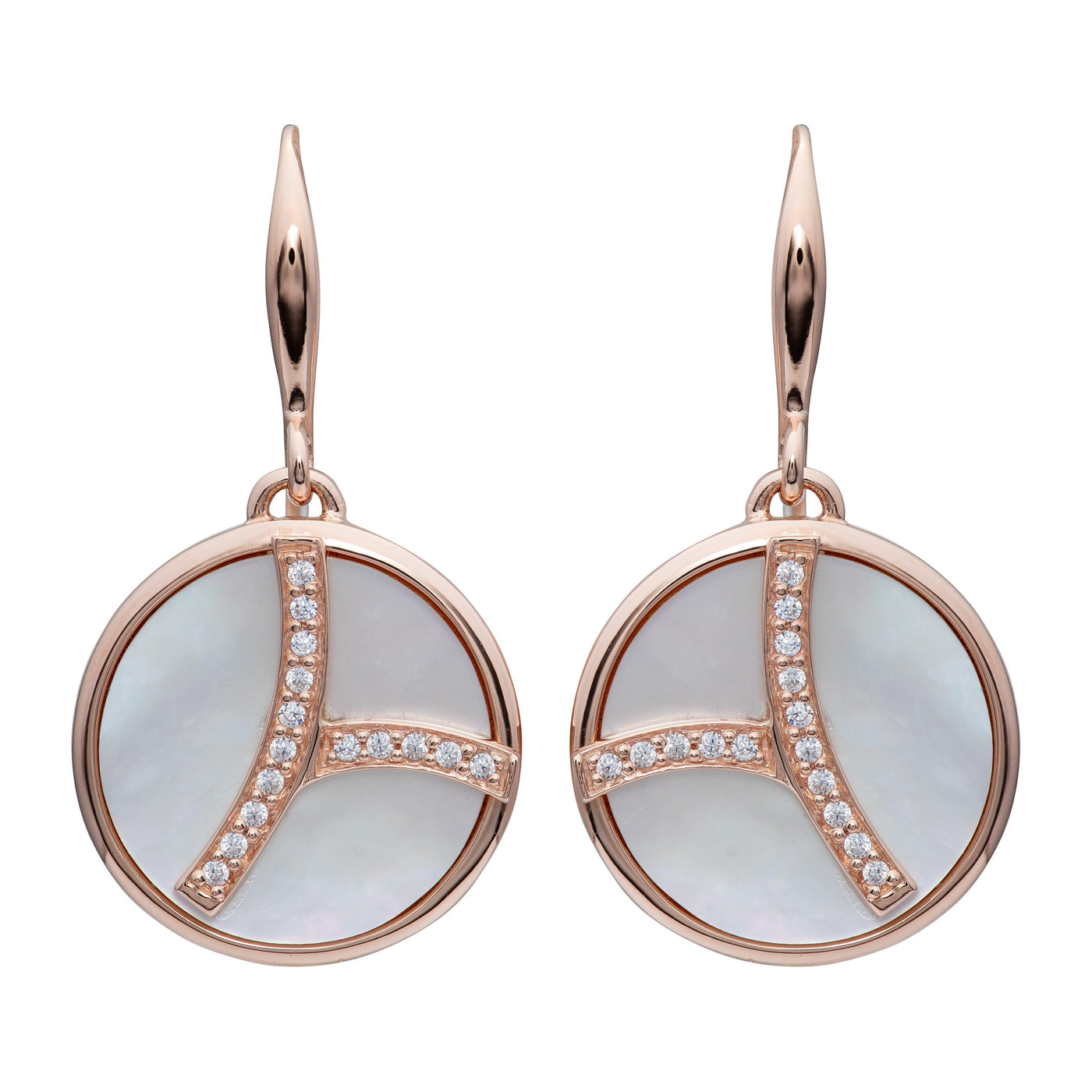 Unique & Co Mother of Pearl Drop Earrings - 18ct Rose Gold - Rococo Jewellery