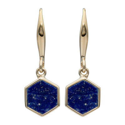 Unique & Co Lapis Lazuli Drop Earrings - 18ct Gold Vermeil - Rococo Jewellery