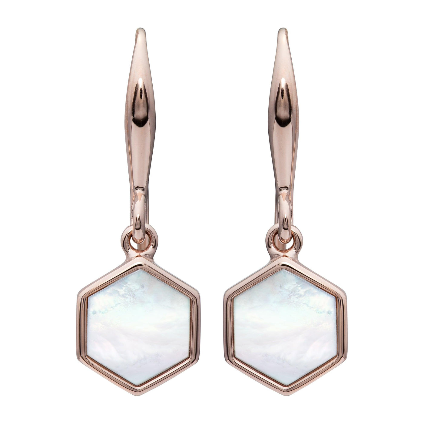 Unique & Co Mother of Pearl Hexagon Drop Earrings - Rococo Jewellery