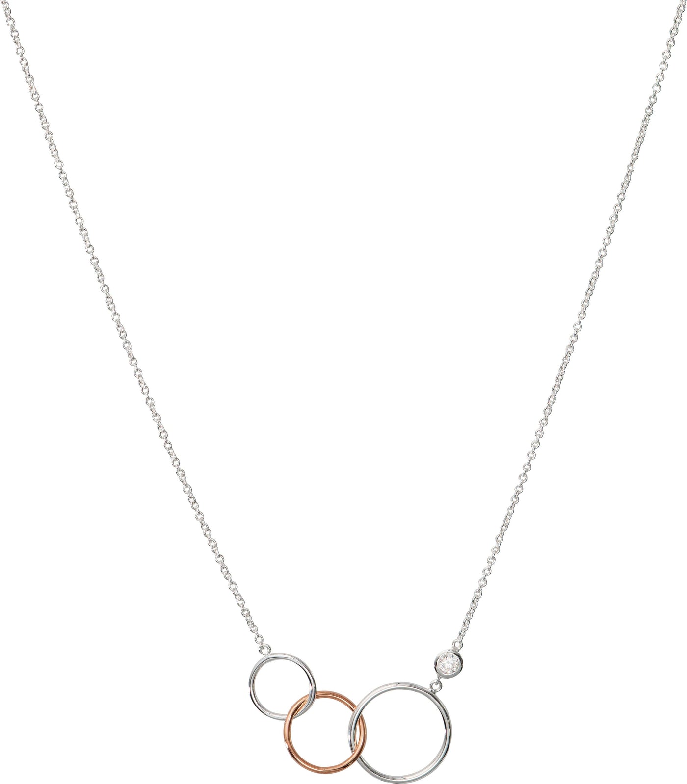 Unique & Co Rose Gold Circles Necklace With CZ - Rococo Jewellery