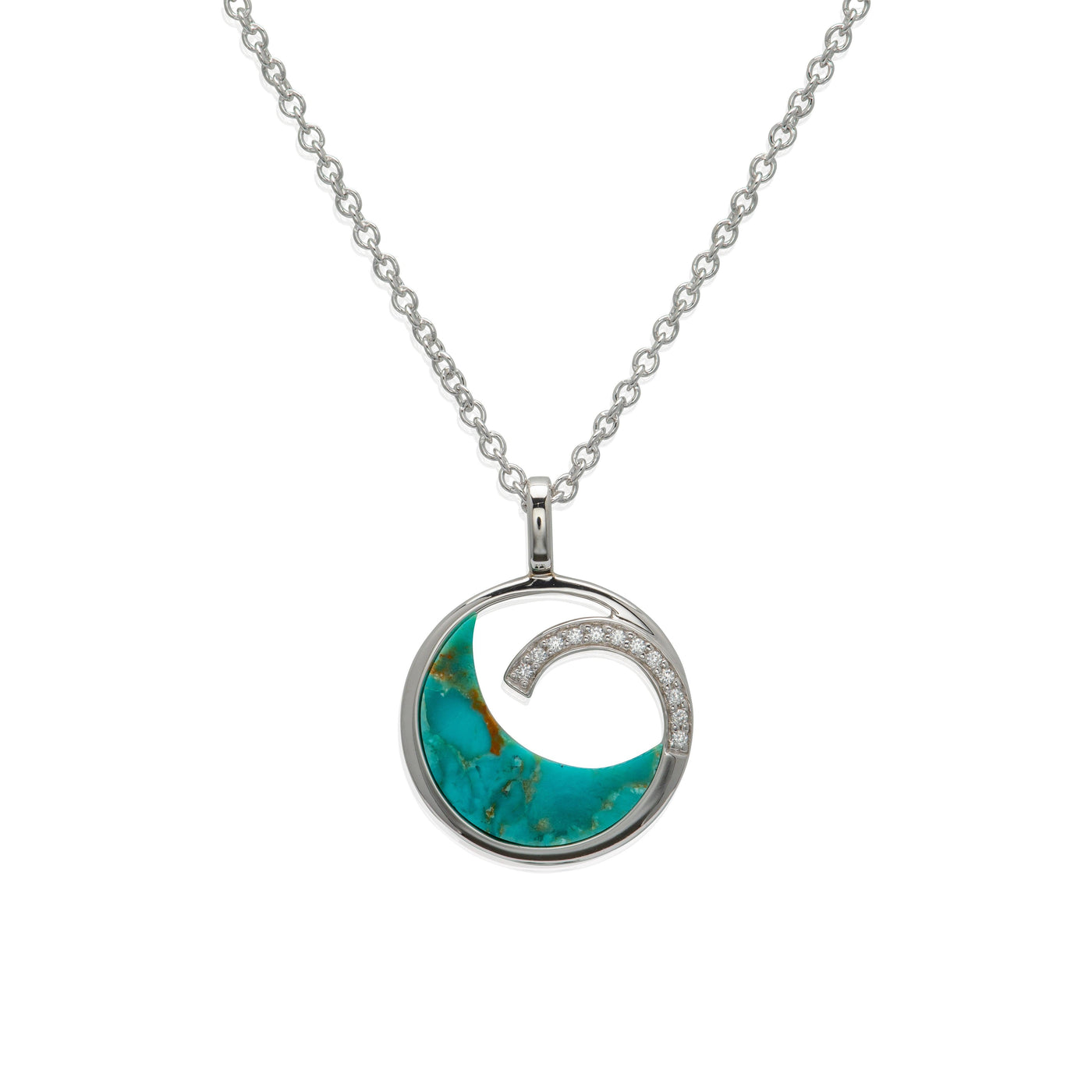 Unique & Co Turquoise & CZ Wave Necklace - Rococo Jewellery