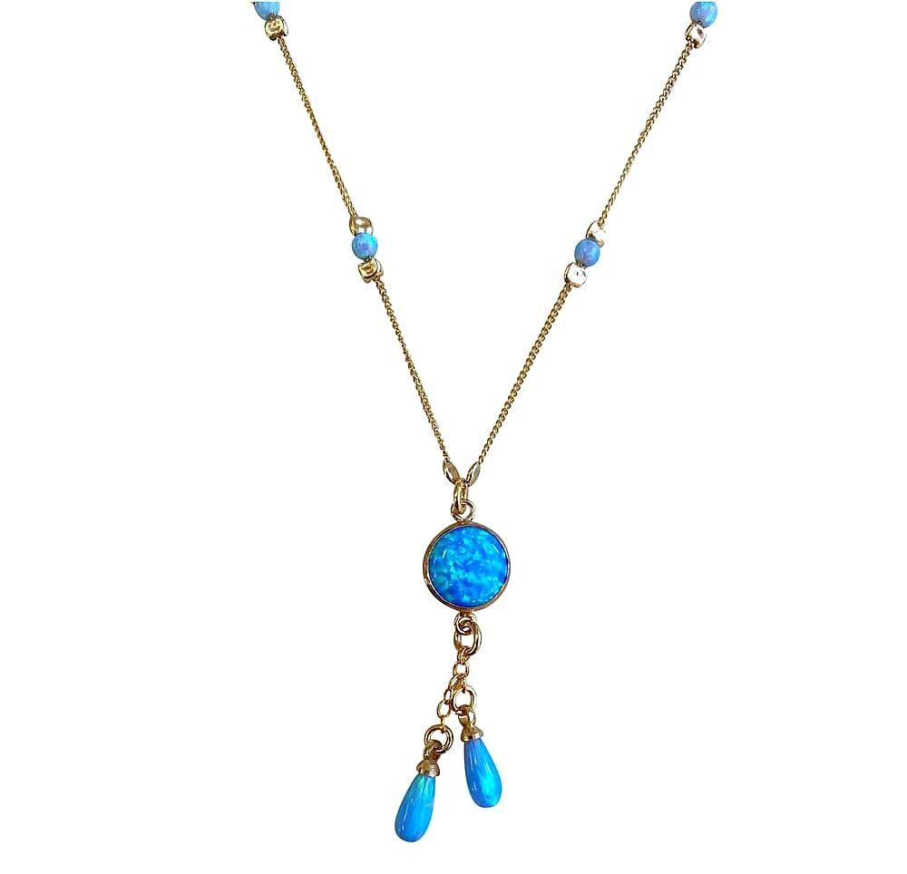 14k Rolled Gold and Opal Stones Necklace - Rococo Jewellery