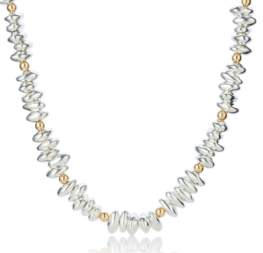 Lavan Sterling Silver Pebbles & Gold Necklace - Rococo Jewellery