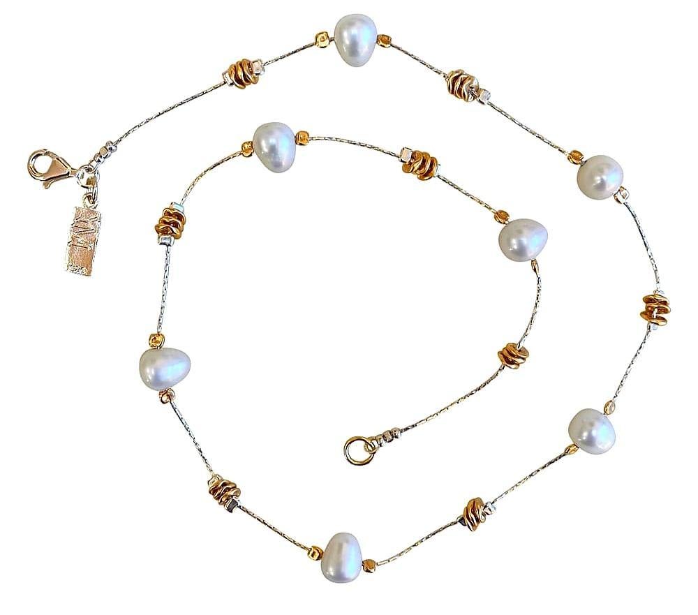 Yaron Morhaim 14ct Rolled Gold and Freshwater Pearl Necklace - Rococo Jewellery