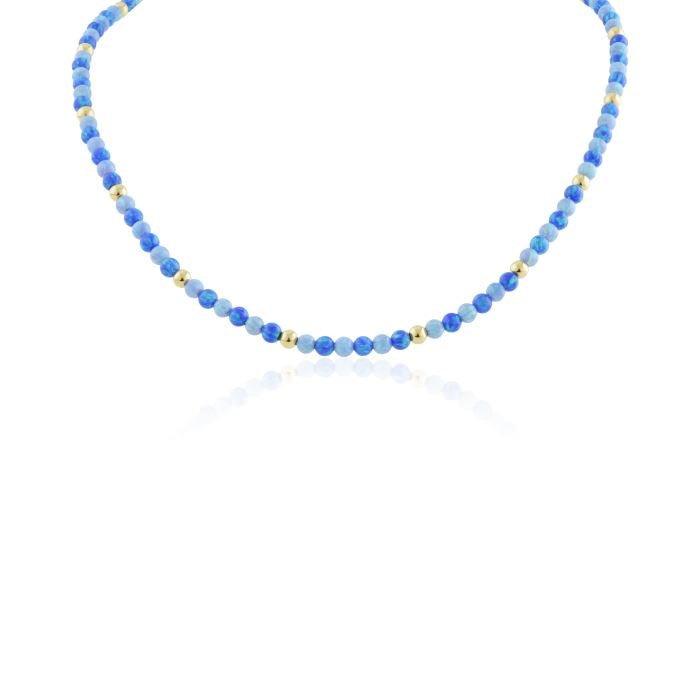Lavan Blue & Gold Spheres Opal Necklace - Rococo Jewellery