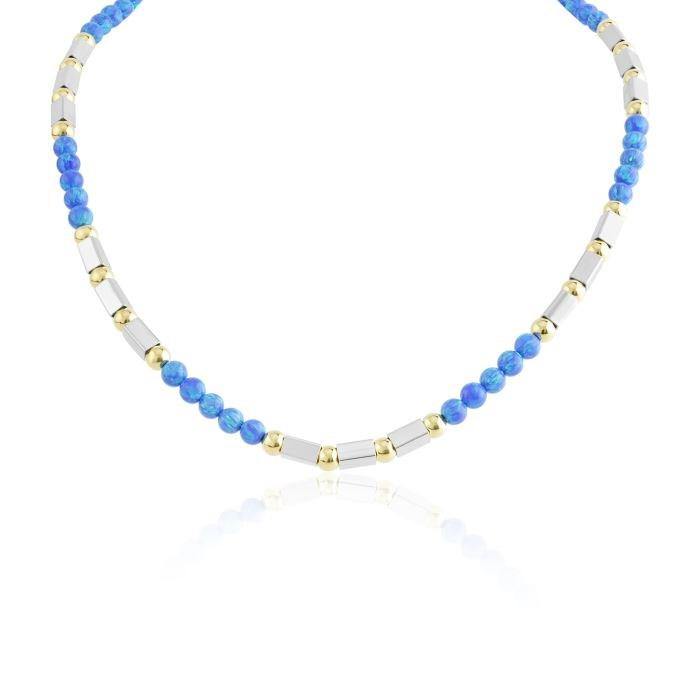 Lavan Light Blue Opal Gold and Silver Necklace - Rococo Jewellery