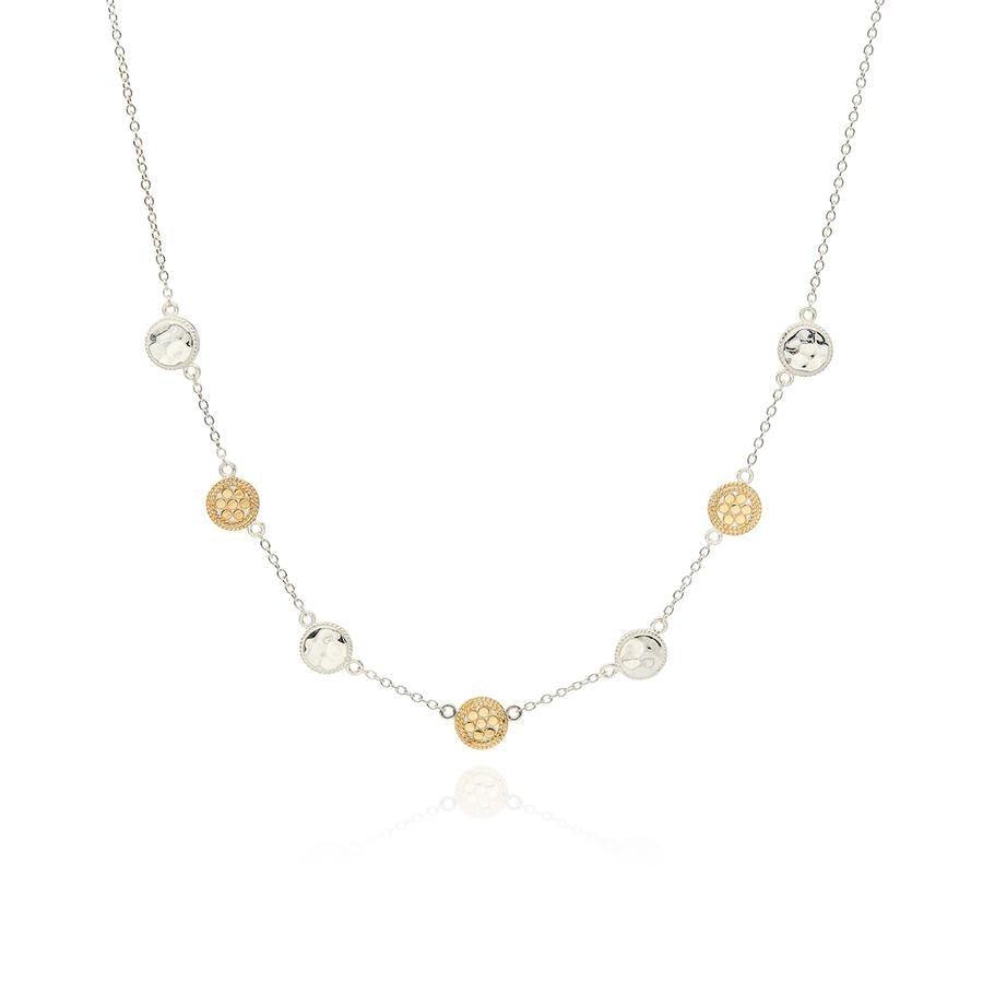 Anna Beck Hammered Station Necklace - Reversible Gold and Silver - Rococo Jewellery