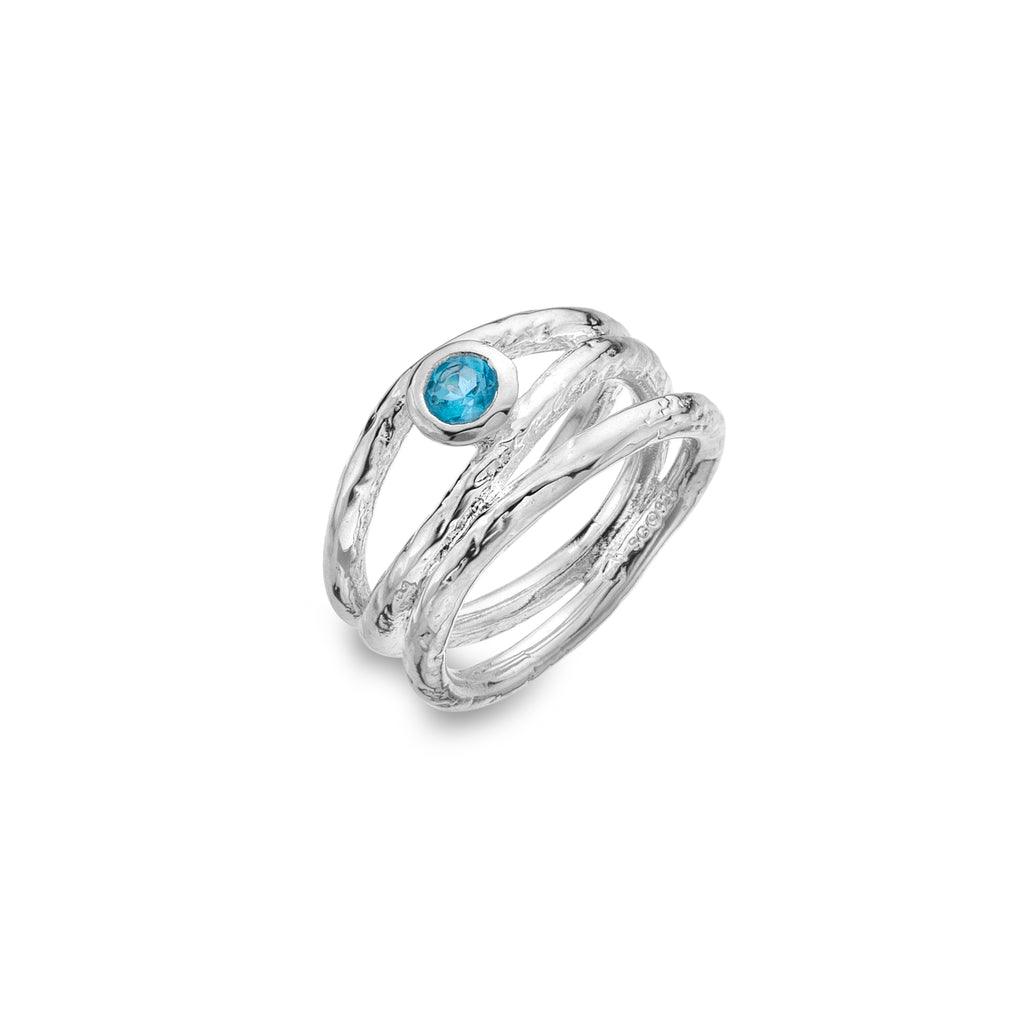 Sea Gems Blue Tides Ripple Ring - Rococo Jewellery