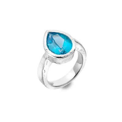 Sea Gems Blue Topaz Ocean Droplet Ring - Rococo Jewellery