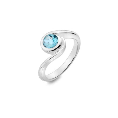 Sea Gems Silver Blue Topaz Wave Ring - Rococo Jewellery