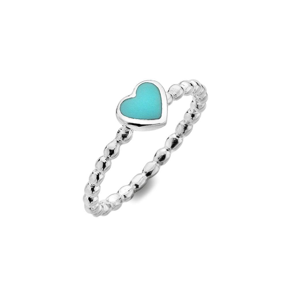 Turquoise Heart Ring - Sterling Silver - Rococo Jewellery