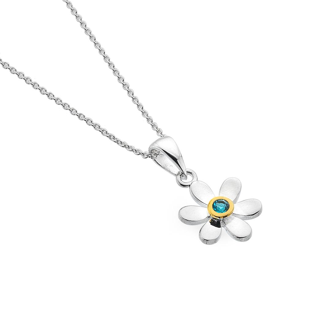 Sea Gems Blue Topaz Daisy Necklace - Rococo Jewellery