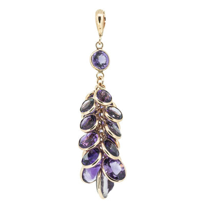 9ct Gold Amethyst Leaves Pendant Necklace - Rococo Jewellery
