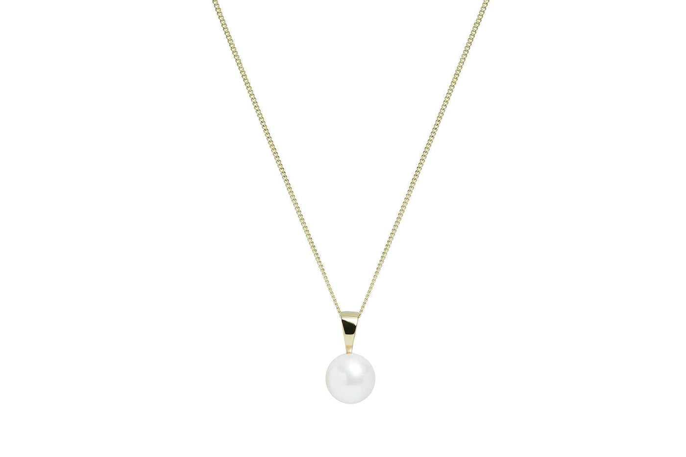 9ct Gold and White Round Cultured River Pearl Pendant Necklace - Rococo Jewellery