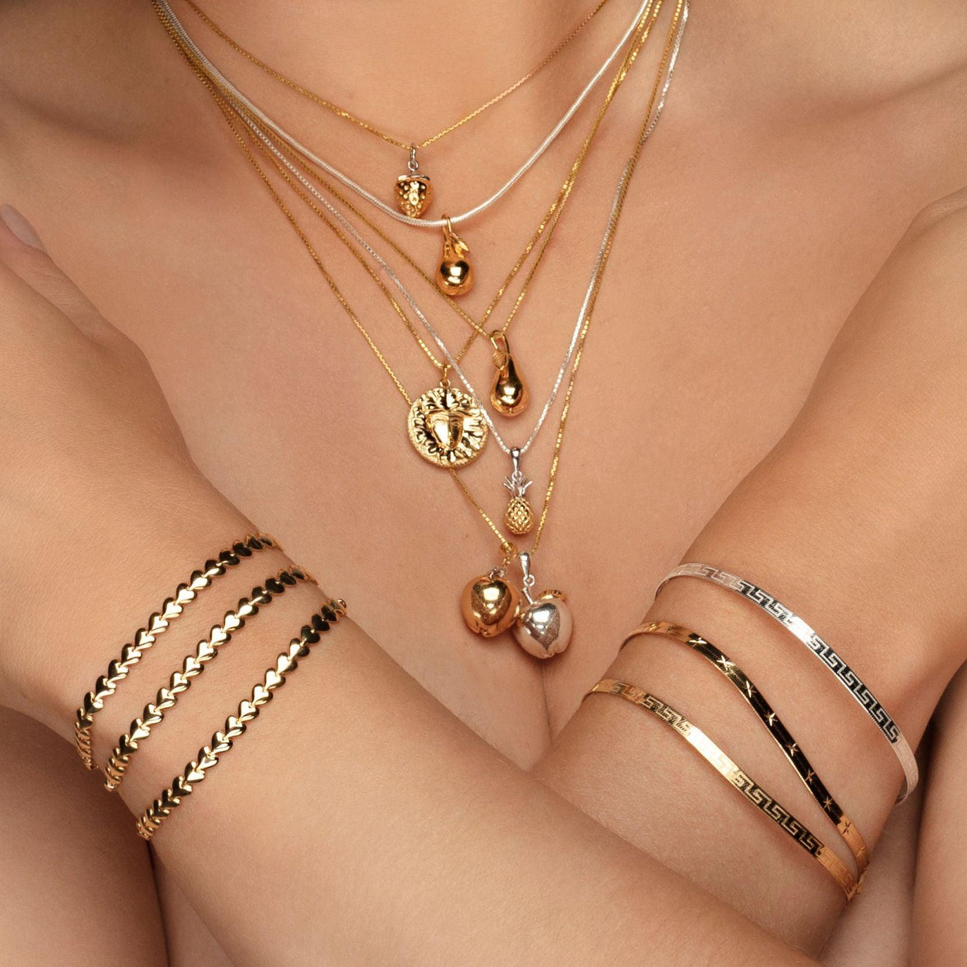 Sterling Silver Row of Hearts Bracelet - Rococo Jewellery