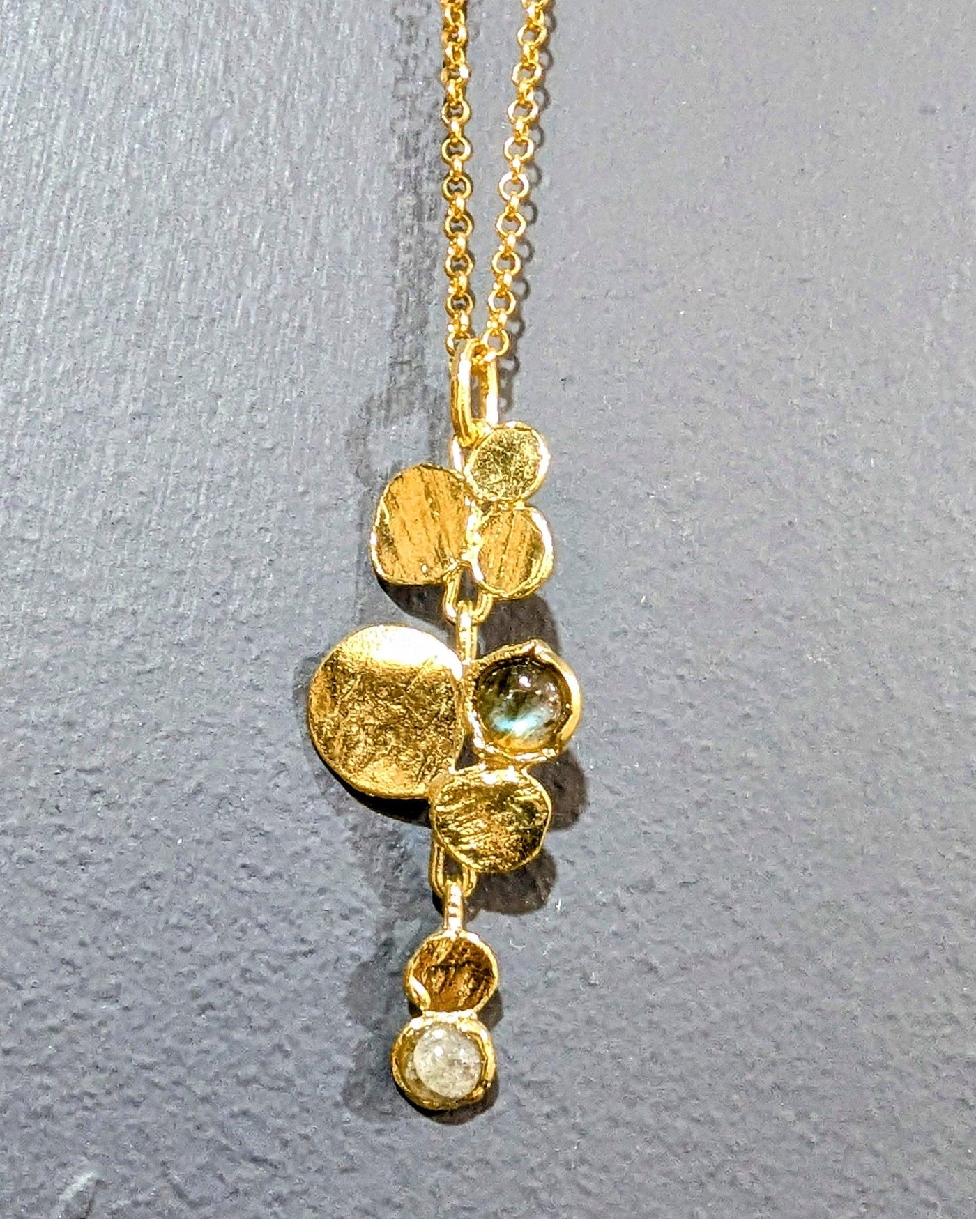 Gold and Labradorite Asymmetrical Necklace - Rococo Jewellery