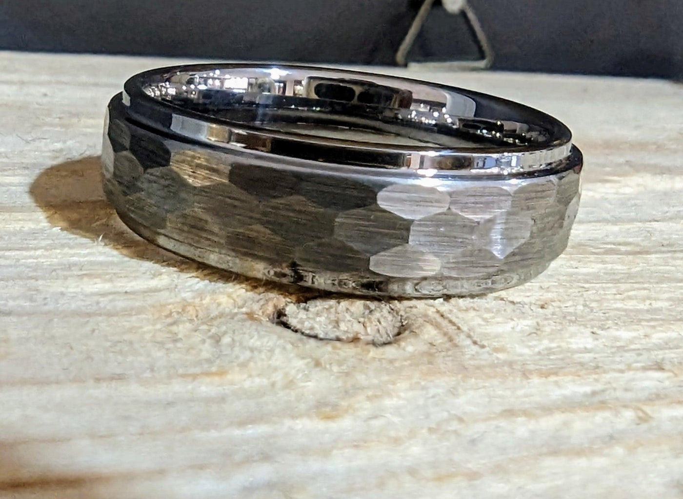 Unique & Co 6mm Hammered Tungsten Carbide Ring - Rococo Jewellery
