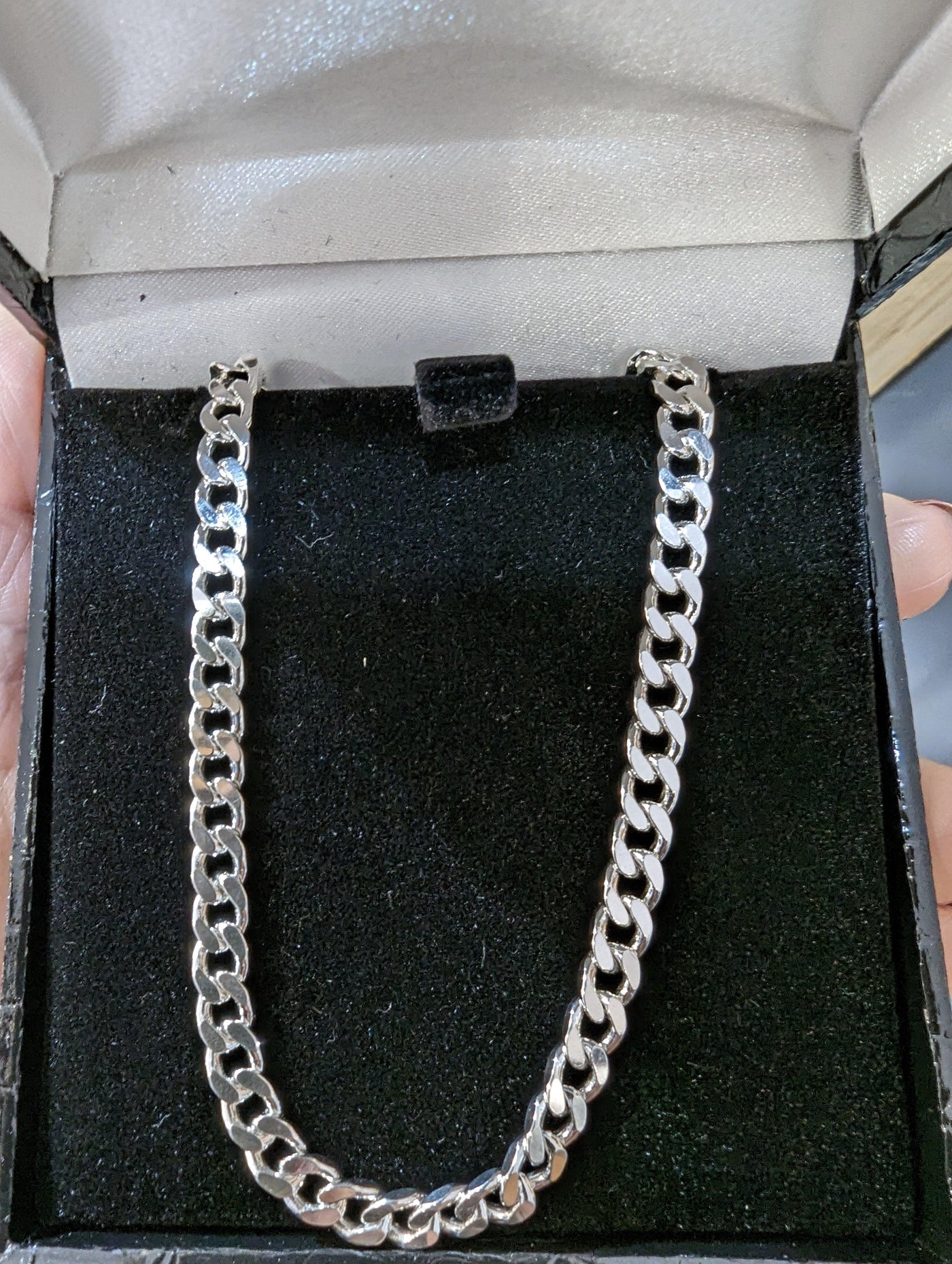46cm Sterling Silver Flat Curb Chain Necklace - Rococo Jewellery