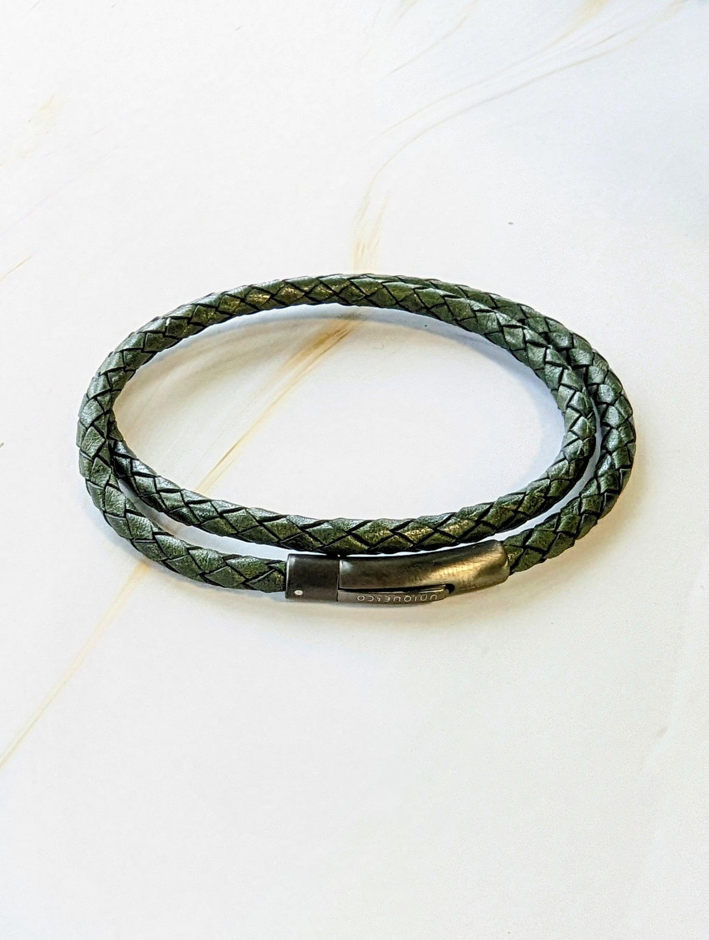 Unique & Co Dark Green Two Row Leather Bracelet - Rococo Jewellery