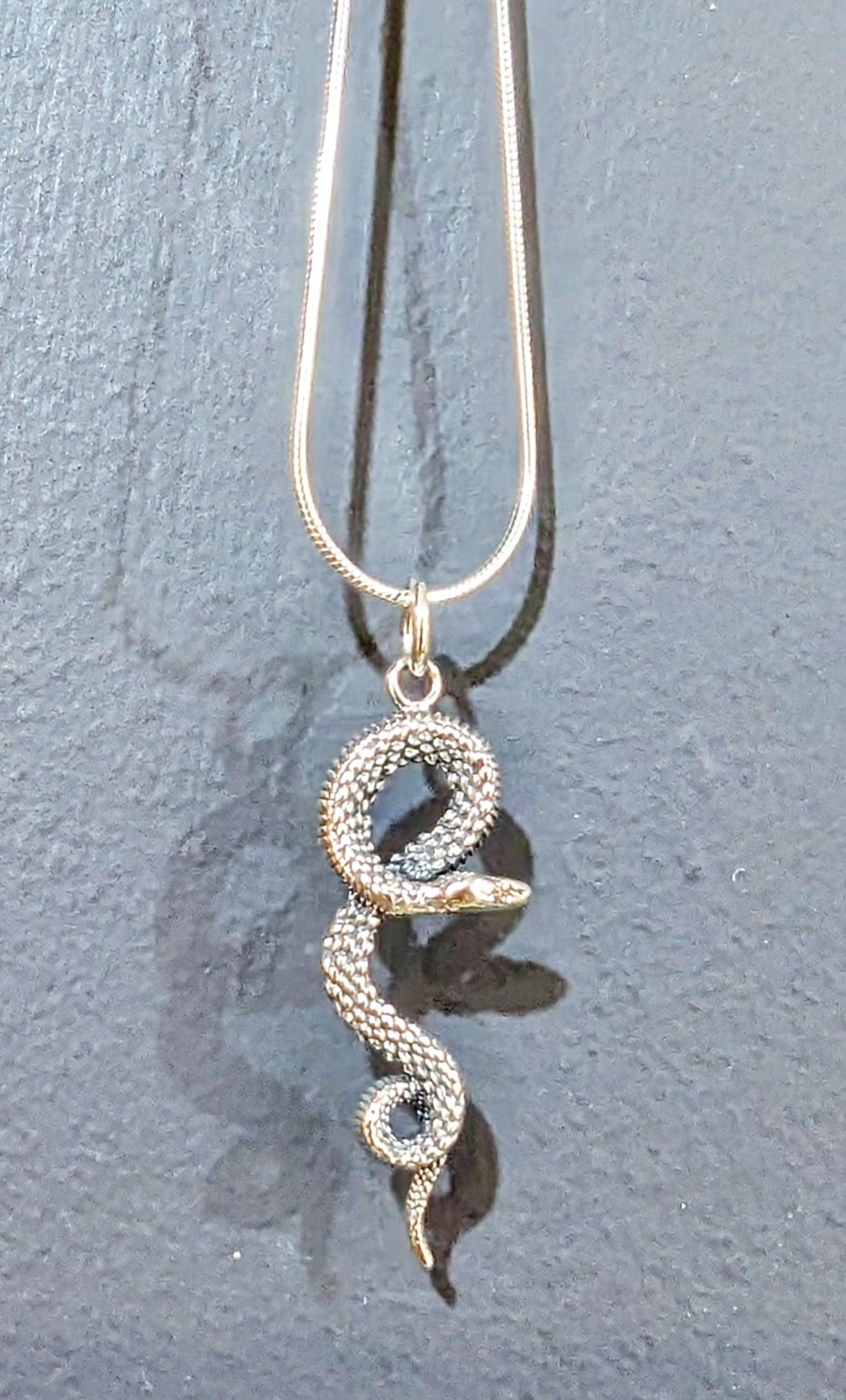 Oxidised Silver Snake Pendant - Rococo Jewellery