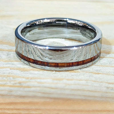 Unique & Co 7mm Tungsten Carbide Ring with Wood Inlay - Rococo Jewellery