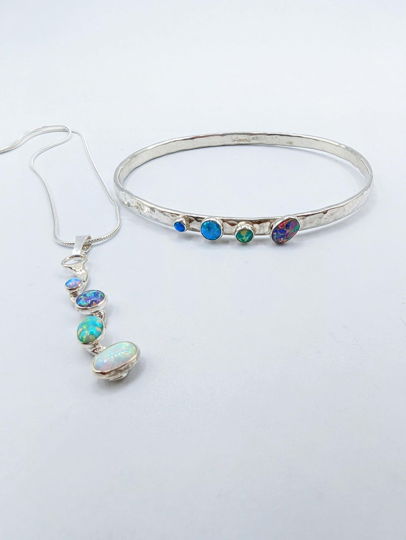 Lavan Opal and Silver Bangle - Rococo Jewellery