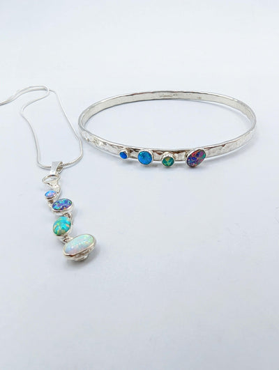 Lavan Silver Opal Wavy Pendant - Rococo Jewellery