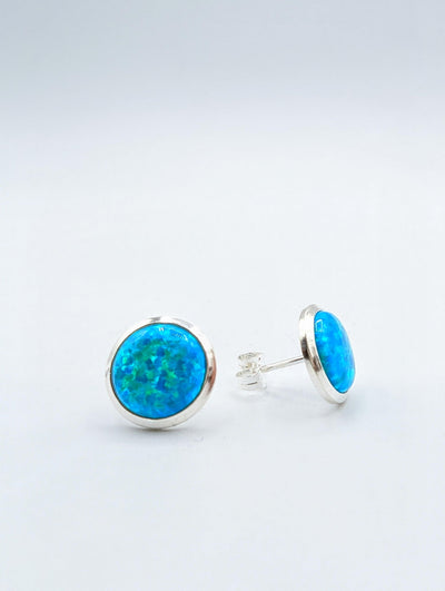 Lavan 10m Aqua Opal Stud Earrings - Rococo Jewellery