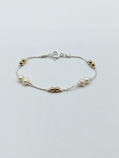 Lavan Gold and Silver Pearl Bracelet - Rococo Jewellery