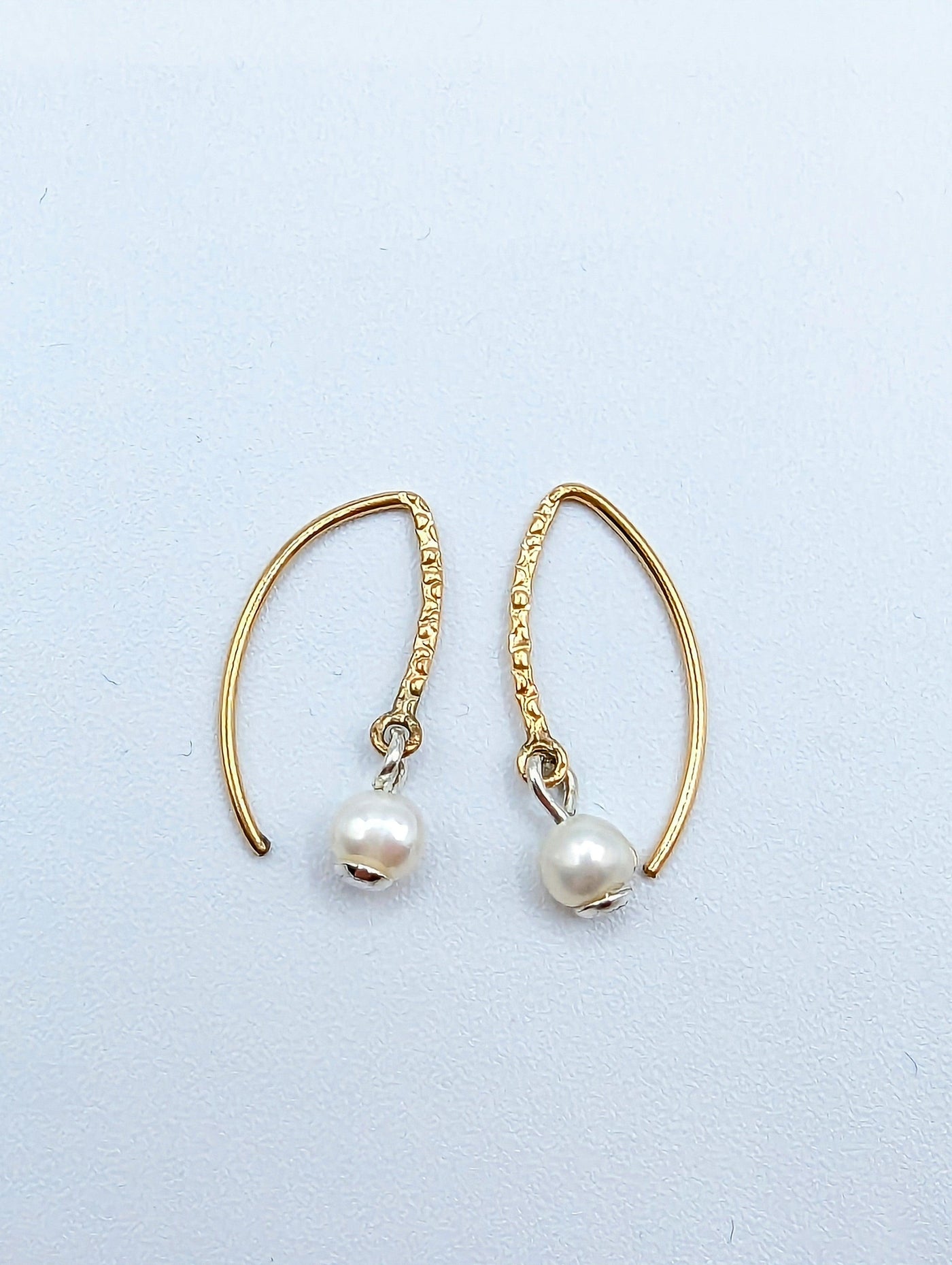 Lavan Gold Pearl Hoop Earrings - Rococo Jewellery