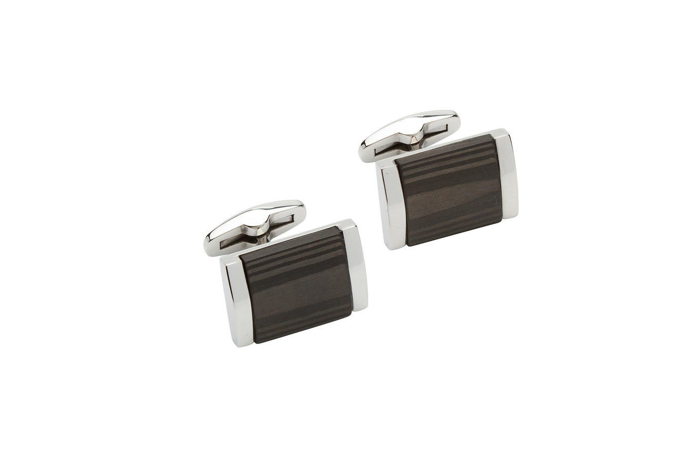 Unique & Co Stainless Steel Carbon Fibre Cufflinks - Rococo Jewellery