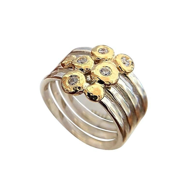 Yaron Morahaim 9ct Gold and Cubic Zirconia Band - Rococo Jewellery