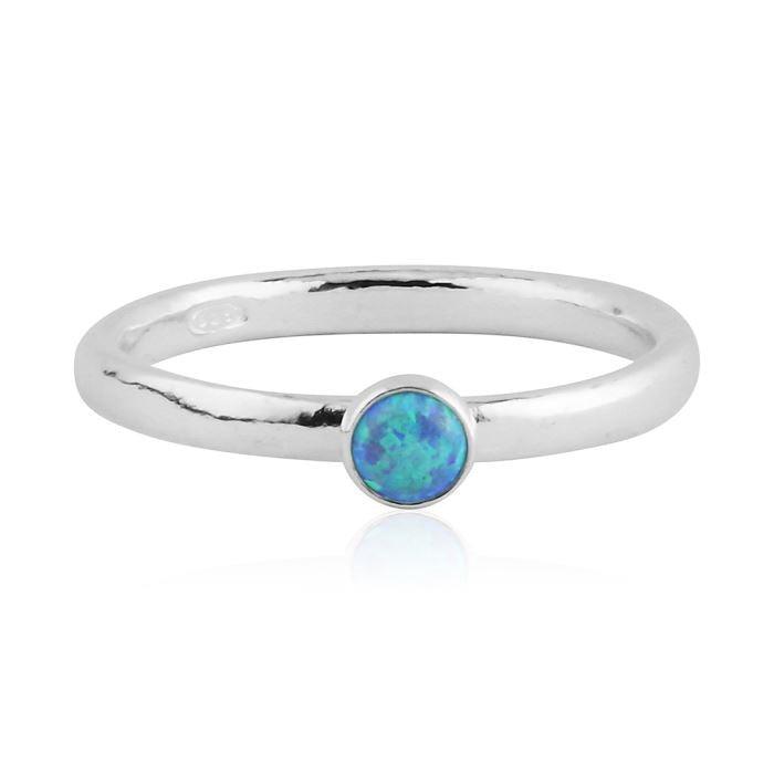 Lavan Blue Opal & Sterling Silver Ring - Rococo Jewellery