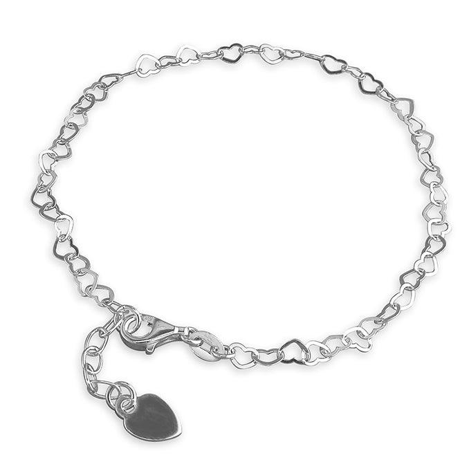 Sterling Silver Hearts Anklet - Rococo Jewellery