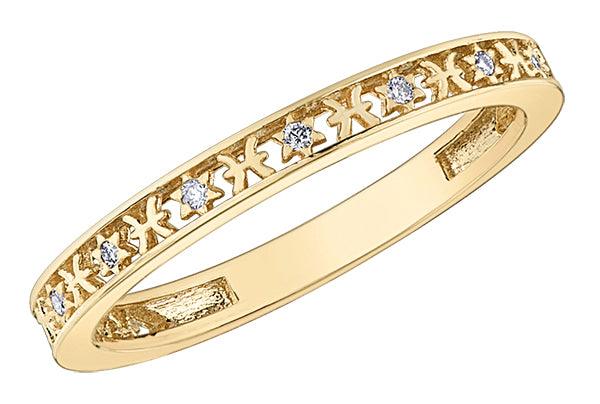 10ct Gold & Diamond Pisces Zodiac Ring - Rococo Jewellery