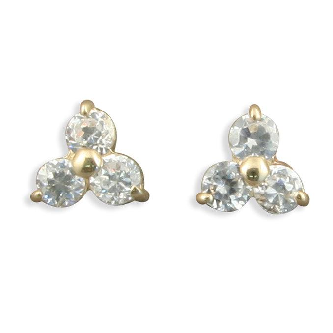 9ct Gold Trinity Stud Earrings - Rococo Jewellery